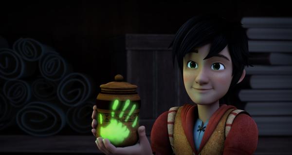 Bild 1 von 3: Leo experimentiert mit fluoreszierender Farbe.