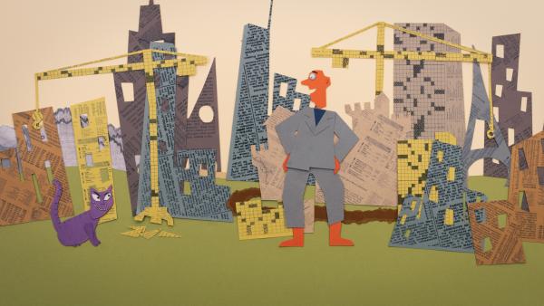 Bild 1 von 4: Baut sich eine Stadt: Mr. Paper.