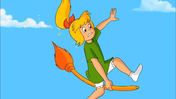 Bild 1 von 2: Bibi Blocksberg auf ihrem Besen Kartoffelbrei.