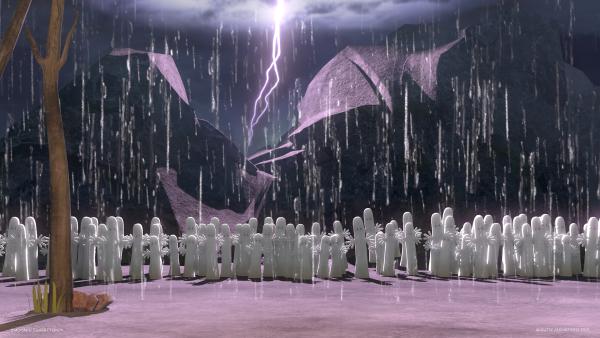 Bild 1 von 2: Die Hattifnatten versammeln sich zu einem seltsamen Ritual auf der Insel.