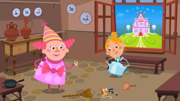 Bild 1 von 3: Die gute Fee hat Aschenputtel ein wunderschönes Kleid herbeigezaubert.