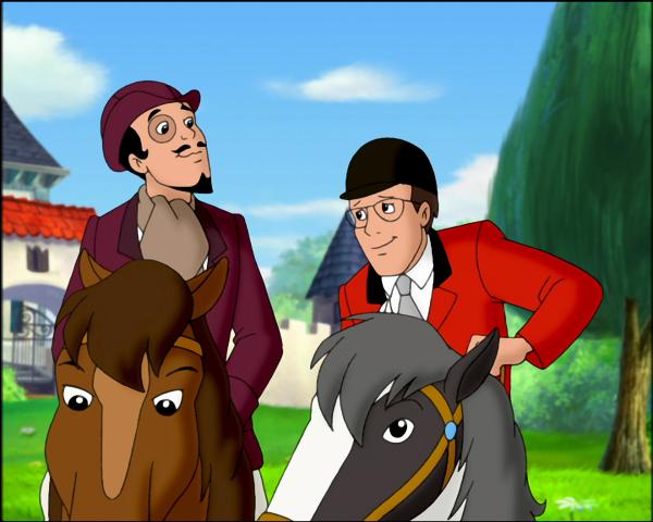 Bild 1 von 7: Keine gute Figur macht Bibis Vater Bernhard (r.) hoch zu Ross neben Graf Falko von Falkenstein (l.).