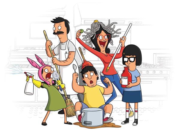Bild 1 von 10: (7. Staffel) - Bob's Burgers - (v.l.n.r.) Louise; Bob; Gene; Linda; Tina