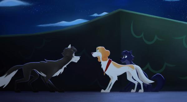 Bild 1 von 3: Belfort und Lupin bieten dem Wolf Rémus, der sich nach Versailles verlaufen hat, ihre Hilfe an.