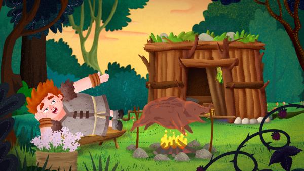 Bild 1 von 1: Brock hat seine Aufgaben erledigt und entspannt vor seiner Hütte.