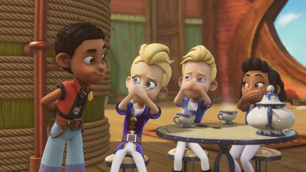 Bild 1 von 1: So hat Finn es sich vorgestellt: Seitdem er sich nicht mehr wäscht, haben seine Mitschüler Tag für Tag mehr Respekt vor ihm.© ZDF/2024 Method Animation  Mediawan kids & family - Honorarfreie Verwendung gemäß AGB im engen inhaltlichen redaktionellen Zusammenhang mit genannter Sendung bei Nennung \