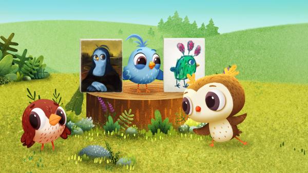 Bild 1 von 1: Odo hat mit Selma einen Wettbewerb darum, wer das beste Porträt von Doodle malen kann.