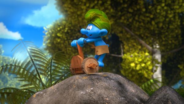 Bild 1 von 1: Blüte bittet Schlaubi, ihr sein Subway zu leihen, damit sie Rosen für das Blütenfest pflücken kann.© KiKA/Peyo Productions, Dupuis Édition & Audiovisuell 2020 - Honorarfreie Verwendung gemäß AGB im redaktionellen Zusammenhang mit genannter Sendung bei Nennung \