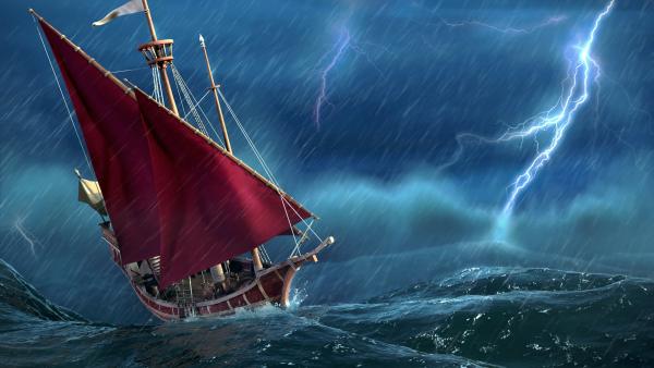 Bild 1 von 6: Schaffen es Schiff und Besatzung die Sturmbarriere zu überwinden?