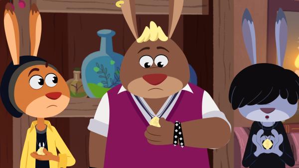 Bild 1 von 3: Max, Chester und Kela sind enttäuscht. Ihre Talismane sind schwächer als die der anderen Schüler.