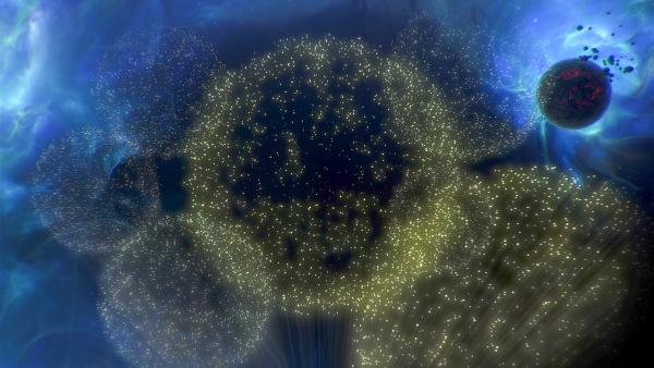 Bild 1 von 3: Die vermutlich massereichste Struktur im Universum wurde mit dem Projekt Baryon Oscillation Spectroscopic Survey, kurz BOSS, entdeckt. Deshalb nennt man sie die \