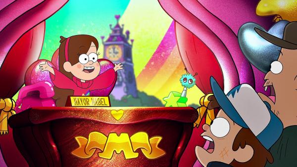Bild 1 von 7: Dipper, Soos und Wendy müssen Mabel vor einer eigenartigen neuen Welt retten. Unterdessen plant Bill mit seiner Gefolgschaft den nächsten Zug.