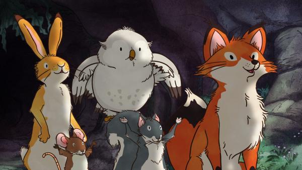 Bild 1 von 7: Die Freunde schauen, ob das Gewitter schon vorübergezogen ist.
© KiKA/SLR Productions Australia Pty.Ltd./Scrawl Studios Pte Ltd./hr/ARD - Honorarfreie Verwendung gemäß AGB im redaktionellen Zusammenhang mit genannter Sendung bei Nennung \