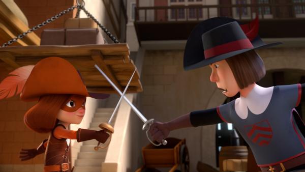 Bild 1 von 3: D'Artagnan (l.) nimmt es auch mit Soldaten (r.) der königlichen Garde auf, wenn es sein muss.