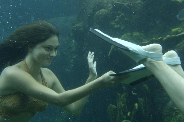 Bild 1 von 6: Cleo (Phoebe Tonkin) und Lewis (Angus McLaren) tauchen gemeinsam nach Mako Island.
