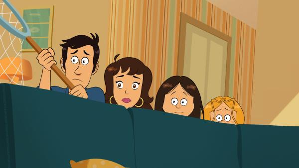 Bild 1 von 8: Papa, Mama, Wendy und Marine stellen der entwischten Riesenschlange eine Falle.