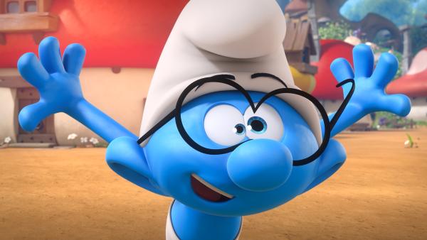 Bild 1 von 1: Schlaubi baut eine Gehirnwaage, um zu beweisen, dass er der schlauste Schlumpf ist. Doch die Waage verwandelt Schlaubis Intelligenz ins Gegenteil.