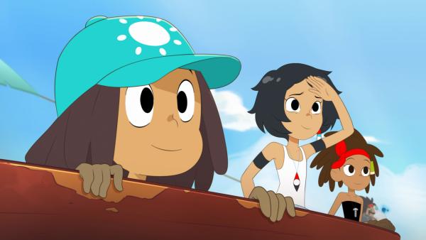 Bild 1 von 1: Team Tiki kommt an der Schildkröteninsel an.