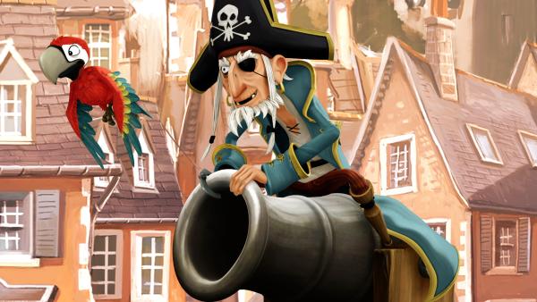 Bild 1 von 3: Papagei Kraechz und der Piratenopa sind immer bereit zum Angriff.