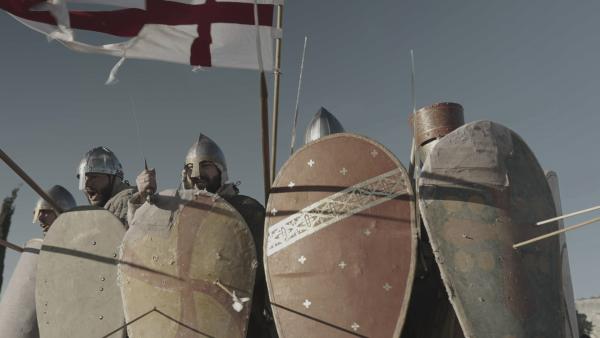 Bild 1 von 3: Blutiges Ende der zweijährigen Belagerung: 1191 fallen die Christen in Akkon ein.