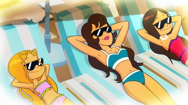 Bild 1 von 5: Mama Sandrine freut sich mit Wendy und Marine auf ihr Sabbatjahr! Chillig und sonnig, so soll es werden!