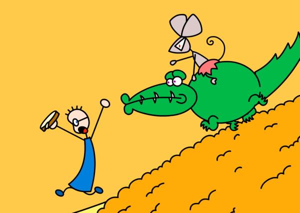 Bild 1 von 3: Ein Erbeermarmeladebrot mit Honig - davon träumt TOM. Nur die Marmelade fehlt ihm noch. Aber die hinterlistige Maus und ihr Gehilfe, das Krokodil, teilen gar nicht gern.