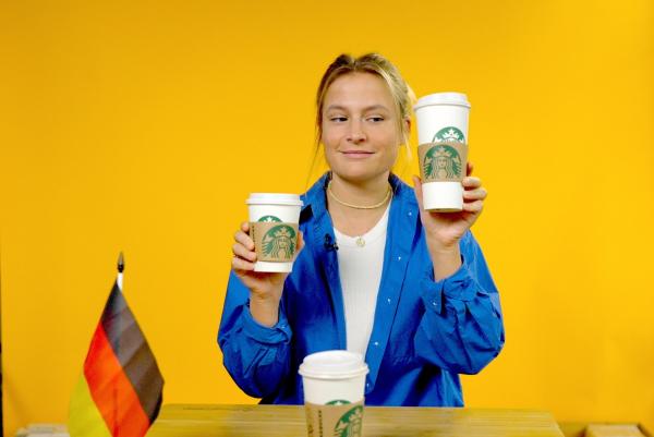 Bild 1 von 10: Starbucks ist die größte Kaffehauskette der Welt. Aber sind die Becher auch überall gleich? Reporterin Lilly Temme macht den Vergleich: USA versus Deutschland - Wo steckt mehr drin?