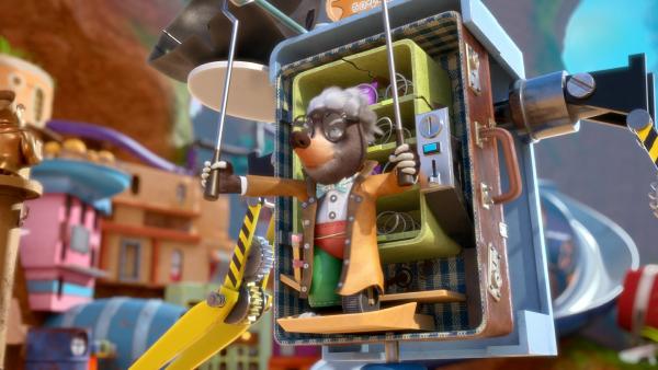 Bild 1 von 3: Dottys Onkel Mischmasch hat mal wieder eine aberwitzige Maschine erfunden, bei der man nur hoffen kann, dass sie so funktioniert, wie sie soll.© ZDF/Two Daughters Entertainment Ltd 2022/ZDF Enterprises - Honorarfreie Verwendung gemäß AGB im engen inhaltlichen redaktionellen Zusammenhang mit genannter Sendung bei Nennung \