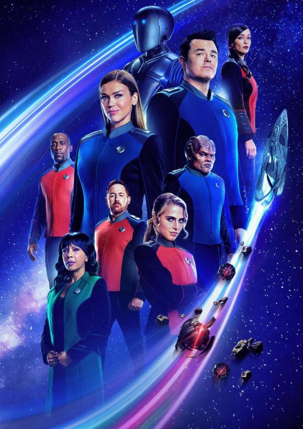 Bild 1 von 6: Im Bild: J. Lee (Lt. John LaMarr), Penny Johnson Jerald (Dr. Claire Finn), Scott Grimes (Gordon Malloy), Adrianne Palicki (Kelly Grayson), Seth MacFarlane (Ed Mercer), Anne Winters (Ensign Charly Burke), Peter Macon (Bortus), Jessica Szohr (Talla Keyali).