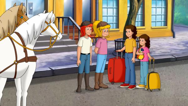 Bild 1 von 10: Bibi (2.v.l.) und Tina (l.) freuen sich auf die beiden Ferienkinder Leonie (2.v.r.) und Mia (r.).