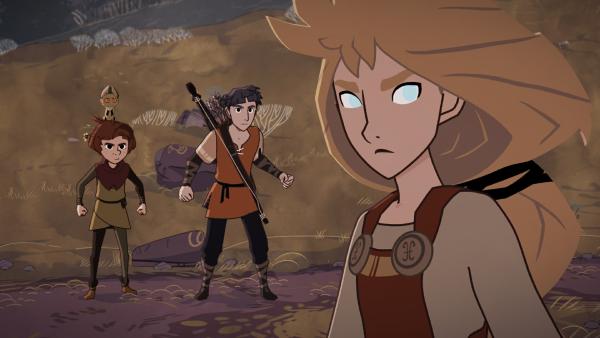 Bild 1 von 4: Der kleine Golès (mit Wace l.) und Hugo (M.) stellen entsetzt fest, dass mit Alice (r.) etwas nicht stimmt.