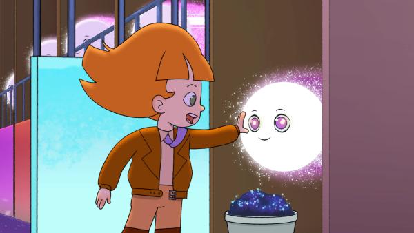 Bild 1 von 2: Die Pilotin erzählt, dass man beim Kometenfüttern aufpassen muss.© WDR/2024 Method Animation - Honorarfreie Verwendung gemäß AGB im engen inhaltlichen redaktionellen Zusammenhang mit genannter Sendung bei Nennung \