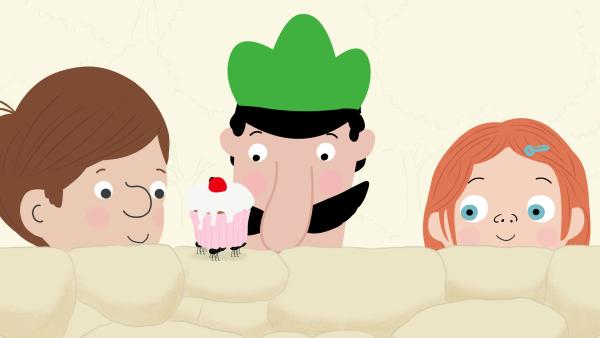 Bild 1 von 3: Beim Picknick der Familie Peek verschwindet eine Leckerei nach der anderen. Jimmy, Zoodirektor Peek und Valerie nehmen die Sache unter die Lupe.