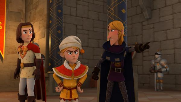 Bild 1 von 3: Baron Fitzwalter (r.) macht über Nacht Halt im Schloss König Richards (l.) und bittet darum, seinen Schatz aufzubewahren.