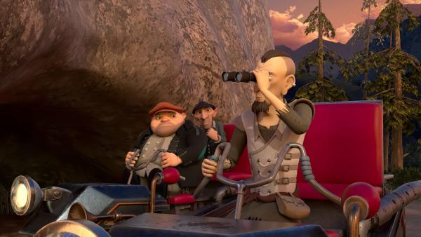 Bild 1 von 3: Humbert (links), Spinoza (Mitte) und der Jäger (rechts) sind der Prinzessin dicht auf der Spur.