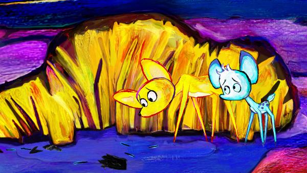 Bild 1 von 3: Wo ist unser Flöckchen? Hat etwa der große Hund das Rehkitz in Gras gefunden und gefressen?© ZDF/Inkarnatoons - Honorarfreie Verwendung gemäß AGB im redaktionellen Zusammenhang mit genannter Sendung bei Nennung \