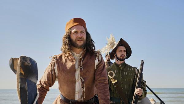 Bild 1 von 14: Amerigo Vespucci (Michele Guidi, l.) erkundet mit Helfern (Komparsen) den neuen Kontinent.