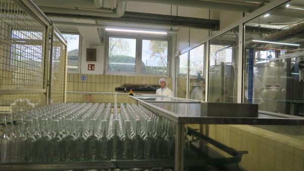 Bild 1 von 3: Leere Flaschen warten in der Abfüllanlage auf ihren Einsatz.