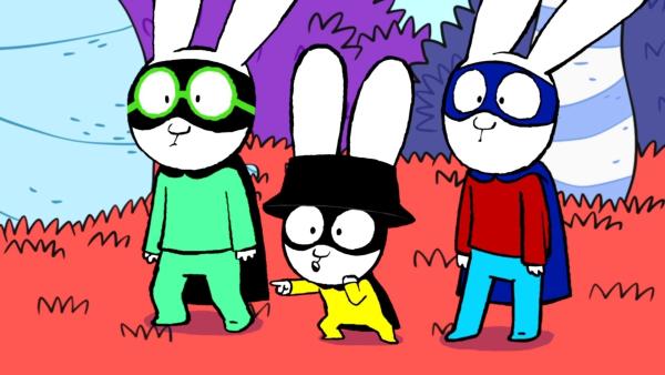 Bild 1 von 3: Mit großen Augen müssen Super-Ferdi (l.), Captain Hase (M.) und Superhase (r.) mit ansehen, wie ihnen ihr Schatz vor der Nase weggeschnappt wird.