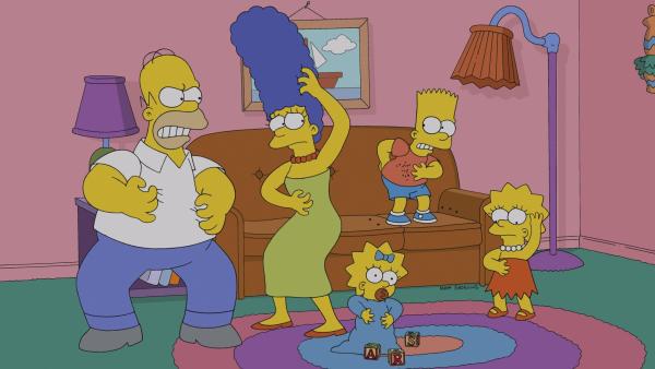 Bild 1 von 36: Ganz Springfield ist von einer Bettwanzen-Plage befallen, seitdem Homer (l.), Marge (2.v.l.), Lisa (r.), Maggie (M.) und Bart (2.v.r.) in New York eine neue Couch gekauft haben ...