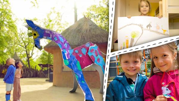 Bild 1 von 2: Kinder malen und basteln Tiere aus dem Zoo und der Savanne.