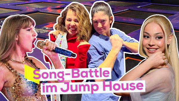 Bild 1 von 1: Sarah und Jeannie beim Songs raten in der Trampolinhalle.