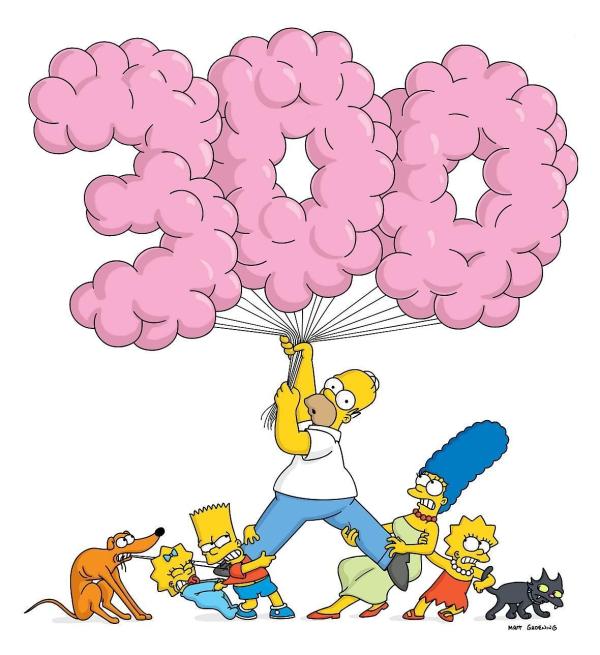 Bild 1 von 16: (14. Staffel) - (v.l.n.r.) Jubiläum für Hund Knecht Ruprecht, Maggie, Bart, Homer, Marge, Lisa und Kater Schneeball ...