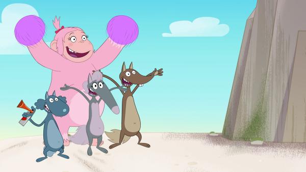 Bild 1 von 5: Valentin, Alfred, Tietie und Wolfine feuern Wolf an.