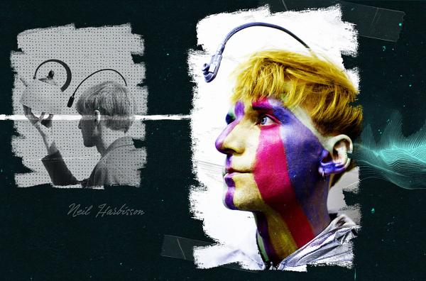 Bild 1 von 2: Der Cyborg-Künstler Neil Harbisson ließ sich einen Chip in den Kopf implantieren, der Lichtwellen von Farben in Schallwellen umwandelt. Damit kann er nun \
