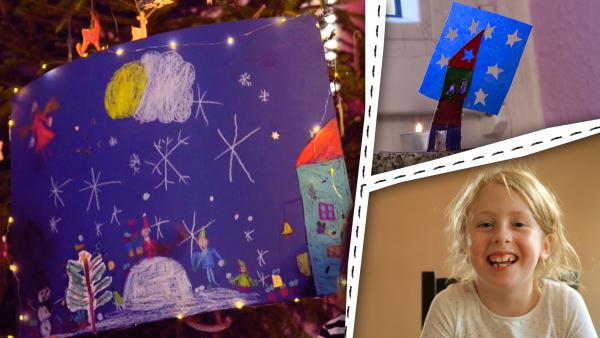 Bild 1 von 2: Bei ENE MENE BU basteln wir ein Teelichthaus und malen ein Weihnachtsbild.