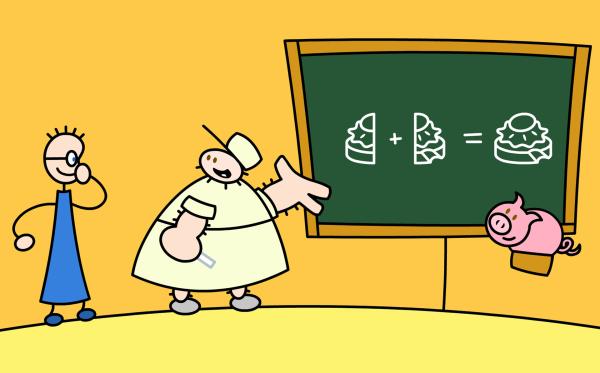 Bild 1 von 2: Der Müller will TOM den Spaß am Rechnen vermitteln.© SWR/Hykade/Film Bilder - Honorarfreie Verwendung gemäß AGB im engen inhaltlichen redaktionellen Zusammenhang mit genannter Sendung bei Nennung \