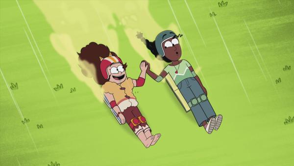 Bild 1 von 3: Schulheftrodelfreundinnen für immer!© KiKA/2024 Daily Madness Limited/Miam! Animation/Thuristar/VRT-Ketnet - Honorarfreie Verwendung gemäß AGB im redaktionellen Zusammenhang mit genannter Sendung bei Nennung \