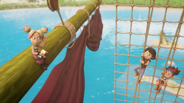 Bild 1 von 5: Erika hat den Sardinen ein Stück Torte gemopst und verzehrt sie genüsslich in schwindelerregender Höhe.