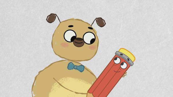 Bild 1 von 4: Kann Puck Dog mit dem Buntstift wieder so zeichnen, wie er vorher war?